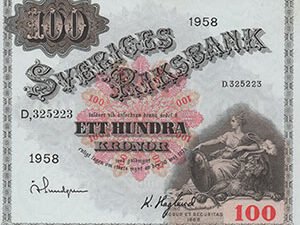 1958瑞典 100克朗
