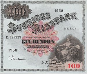 1958瑞典 100克朗