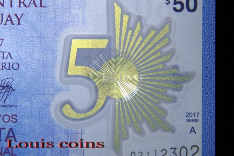B006-3 B006‧Uruguay‧2017烏拉圭‧50 Pesos央行成立50周年紀念塑膠鈔(1169)