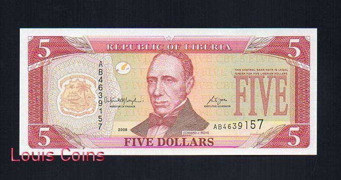 117-1 B117-LIBERIA--2008賴比瑞亞紙幣5 Dollars(287)