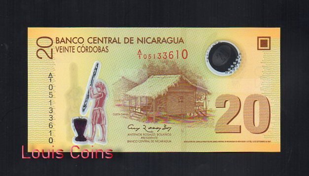 120-1 B120-NICARAGUA--2007尼加拉瓜塑膠鈔票20 Cordobas(358)
