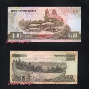 B124-KOREA (NORTH)-1992北韓第三版紙幣(5張一套)(1118)