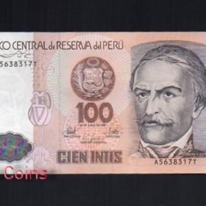 B128-PERU--1985 & 1986祕魯紙幣100 Intis(B)