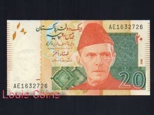 B132-PAKISTAN--2008巴基斯坦紙幣20 Rupees(388)