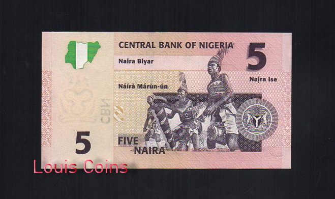 137-2 B137-NIGERIA-2006奈及利亞紙幣5 Naira(366)