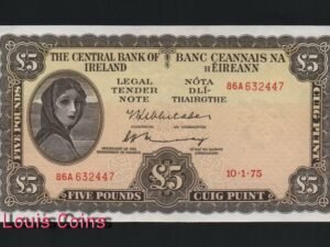 B139-IRELAND-1956-75愛爾蘭紙幣5 Pounds(O)