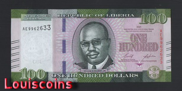 B014-LIBERIA-2021賴比瑞亞紙幣-100 Dollars（1127）