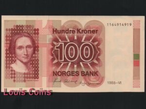 B140-NORWAY--1986挪威紙幣100 Kroner(B)