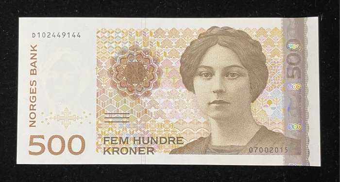 B143-NORWAY-1999-2015挪威紙幣,500 Kroner(B)
