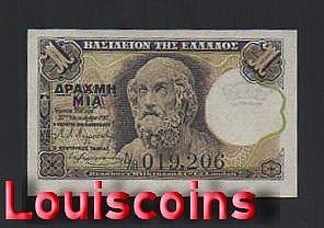 152-1 B0152-GREECE-1917希臘紙幣-1 Drachme(O)