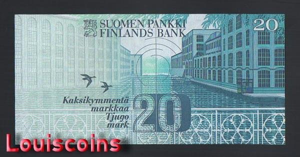B0153-FINLAND-1993芬蘭鈔票-20 Markka(O)