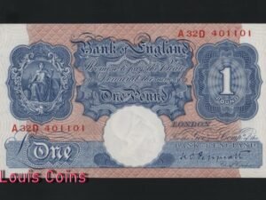 154-1 B154-GREAT BRITAIN-ND (1940-1948)英國紙幣1 Pound(O)