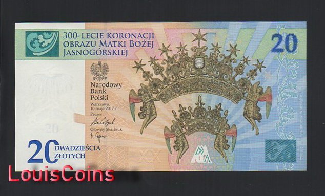B161-POLAND-2017波蘭紀念紙幣,20 Złotych含冊