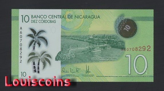 163-1 B163-NICARAGUA-2014 & 2019尼加拉瓜塑膠紙幣,10 Cordobas(688)