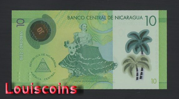 163-2 B163-NICARAGUA-2014 & 2019尼加拉瓜塑膠紙幣,10 Cordobas(688)