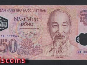 B164-VIETNAM-2001越南塑膠紀念紙幣-50 Ðồng含冊