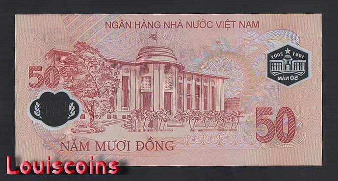 164-2 B164-VIETNAM-2001越南塑膠紀念紙幣-50 Ðồng含冊