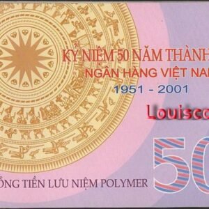 164-3 B164-VIETNAM-2001越南塑膠紀念紙幣-50 Ðồng含冊