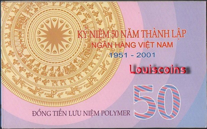 164-3 B164-VIETNAM-2001越南塑膠紀念紙幣-50 Ðồng含冊