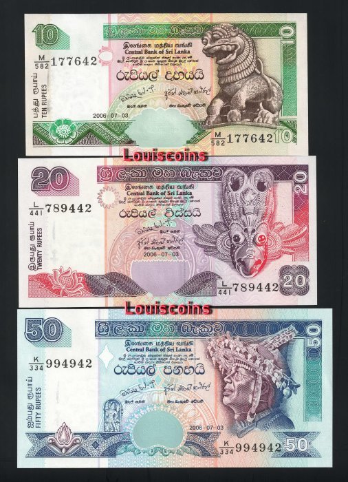 165-1 B165-SRI LANKA-1995-2006斯里蘭卡紙幣全套-10-2000 Rupees(O)
