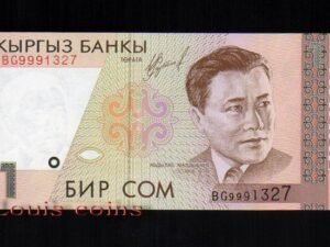 170-1 B170-KYRGYZSTAN-1999吉爾吉斯紙幣1 Som(264)