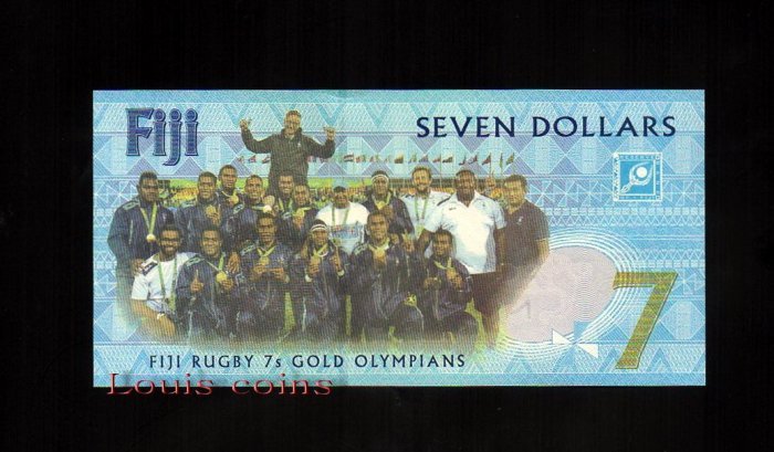 175-2 B175-FIJI--2016斐濟橄欖球奧運金牌紀念鈔7 Dollars(304)