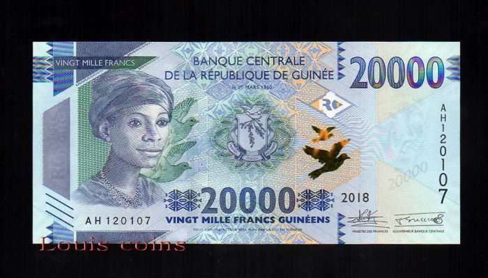 178-1 B178-GUINEA--2018幾內亞紙幣20.000 Francs Guineens(1325)