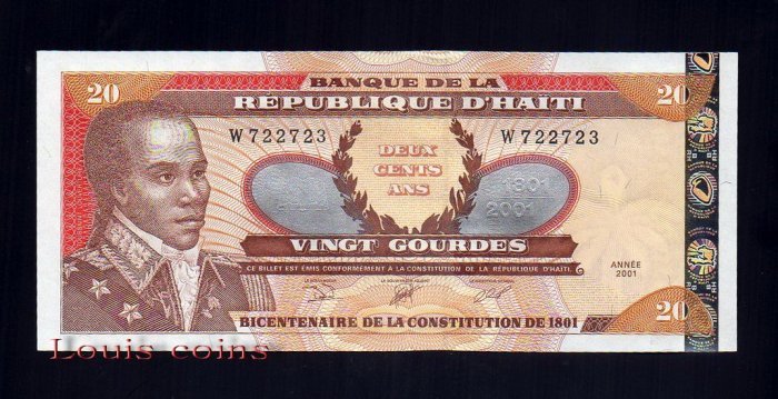 B186-HAITI--2001海地紙幣20 Gourdes（194）