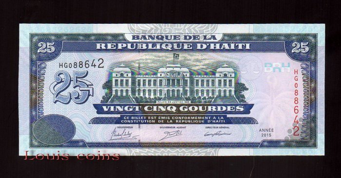 B187-HAITI--2015海地紙幣25 Gourdes(692)