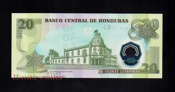 188-2 B188-HONDURAS--2008宏都拉斯塑膠鈔票20 Lempiras(200)
