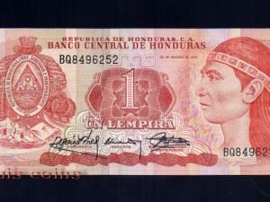 189-1 B189-HONDURAS--1989宏都拉斯紙幣1 Lempira(201)