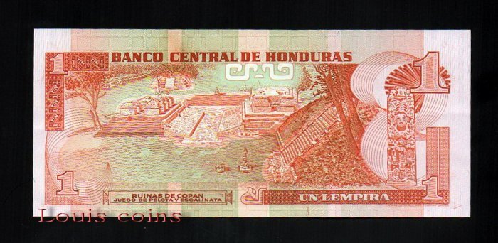 B189-HONDURAS--1989宏都拉斯紙幣1 Lempira(201)