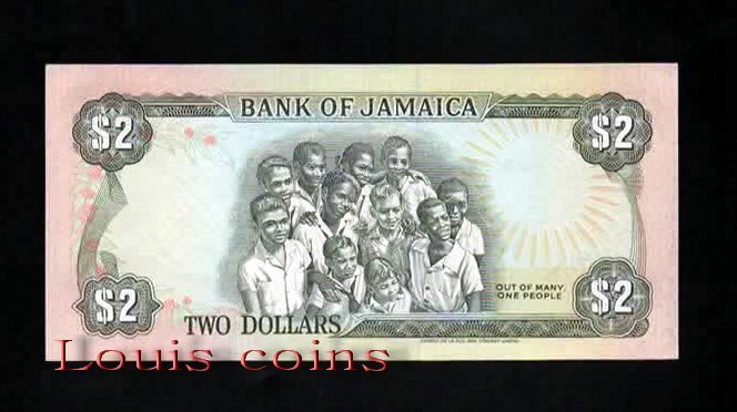 B198-JAMAICA--1982-1986牙買加紙幣2 Dollars(258)