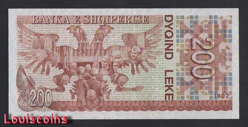 21-2 B021-ALBANIA-1992阿爾巴尼亞鈔票-200 Leke