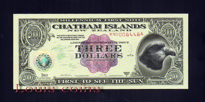 213-1 B213-CHATHAM ISLANDS--1999 查坦群島塑膠鈔票(B)