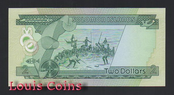 B219-SOLOMON ISLANDS--1977索羅門群島紙幣2 Dollars(B)