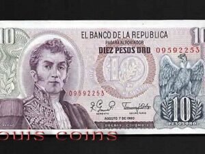 B224-COLOMBIA--1963-1980哥倫比亞紙幣10 Pesos (91)