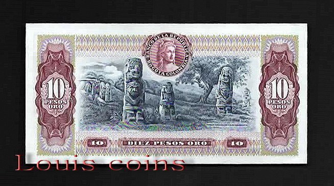 224-2 B224-COLOMBIA--1963-1980哥倫比亞紙幣10 Pesos (91)