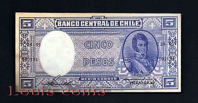 B226-CHILE--1932-1942智利紙幣5 Pesos(B)