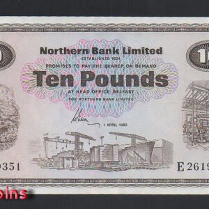 23-1 B023-NORTHERN IRELAND-1982北愛爾蘭鈔票10 pounds