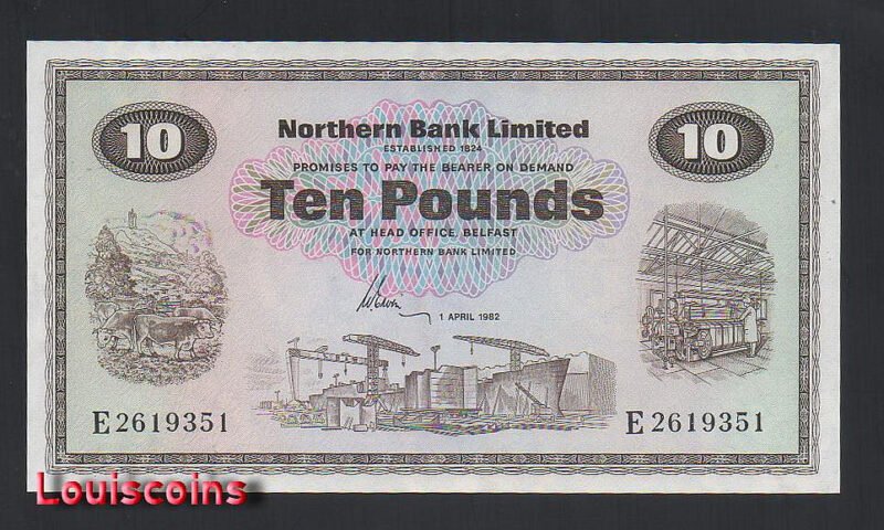 23-1 B023-NORTHERN IRELAND-1982北愛爾蘭鈔票10 pounds