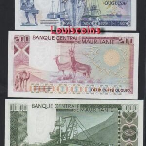 231-2 B231-MAURITANIA-1975茅利塔尼亞全套紙幣,100-1000 Ouguiya(3張一套)(B)