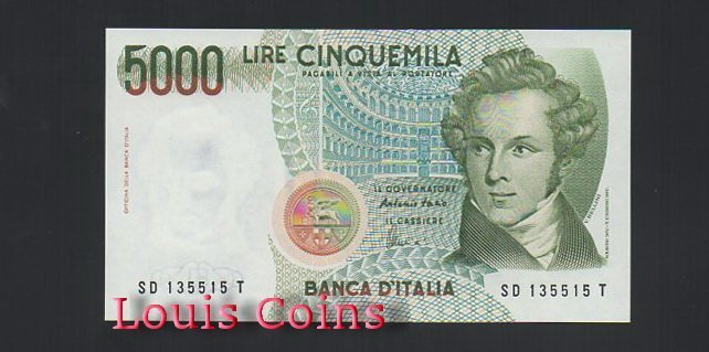 233-1 B233-ITALY--1985義大利紙幣5.000 Lire(1265)