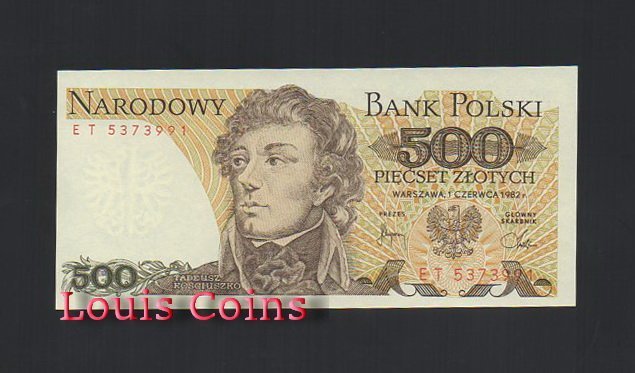 B234-POLAND--1982波蘭紙幣500 Złotych（1064）