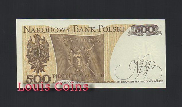 B234-POLAND--1982波蘭紙幣500 Złotych（1064）