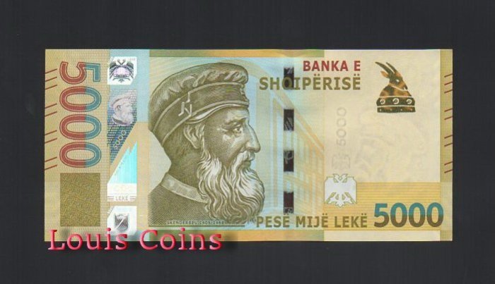 245-1 B245-ALBANIA--2017阿爾巴尼亞紙幣5.000 Leke(B)