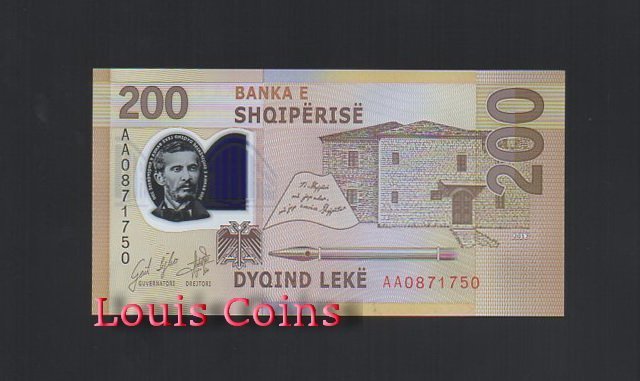 246-2 B246-ALBANIA-2017阿爾巴尼亞塑膠鈔票200 Leke(971)