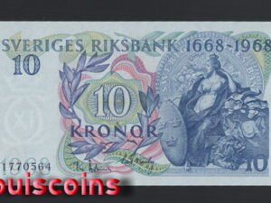 25-1 B025-SWEDEN-1968瑞典紀念鈔票.10 Kronor(B)