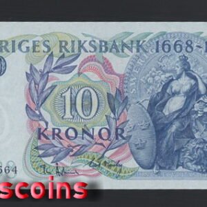 B025-SWEDEN-1968瑞典紀念鈔票.10 Kronor(B)