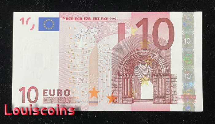 251-1 B251-EUROPEAN CENTRAL BANK-2002歐盟紙幣-10 euro二簽(402)